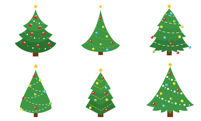 Set of colored christmas tree icons Vector