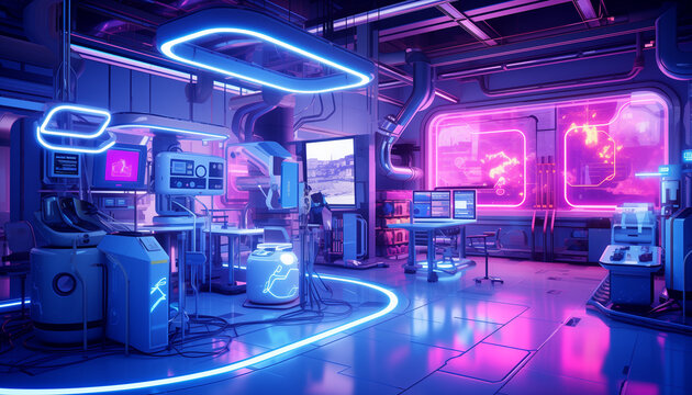 Futuristic Lab in Synthwave Style