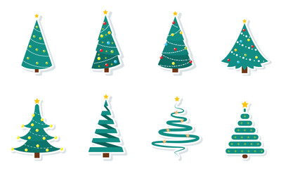 Set of colored christmas tree icons Vector