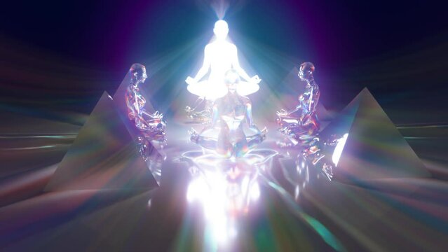 looped 3d animation. yogis meditate on the guru, being aware of their inner light