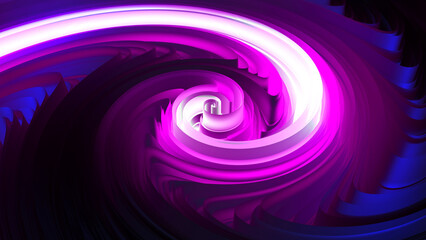 Abstract dark creative background. Smooth silk wavy background in black. Abstract noise dark background. Abstract spiral. Silk hypnotic circular vortex. Glowing whirlpool. 3D rendering.