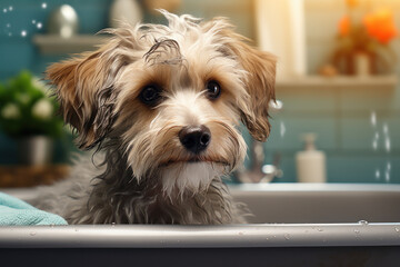 A meticulously groomed and clean pet, reflecting the commitment to the hygiene and well-being of furry companions. Concept of pet cleanliness. Generative Ai.