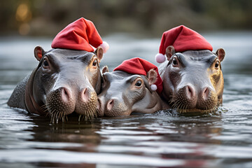 Christmas Hippos