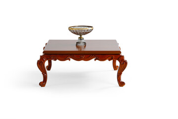 classic coffee table whit decoration isolated on white background .
