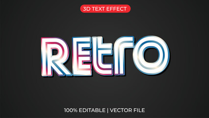 Editable text effect Retro 3d cartoon style premium vector vintage style neon shiny