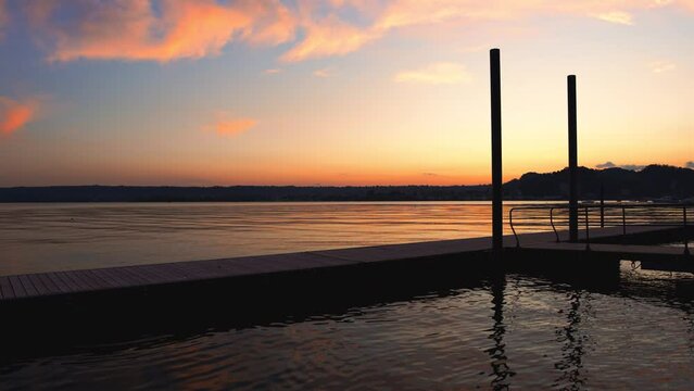 Romantic sunset on Lake Maggiore in Angera