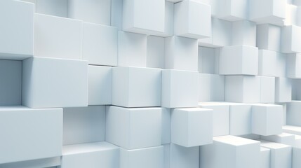 Abstract White Cubes Wall Background. 3d Render Illustration.