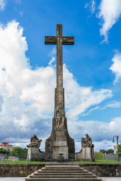 Pontevedra, Spain, September 16, 2023. Cruz de los Caidos or Cruz de la Alameda in the city of Pontevedra, in Galicia