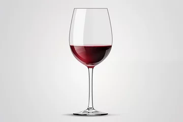 Fotobehang A glass of wine on a white background. Generative AI © Lathd