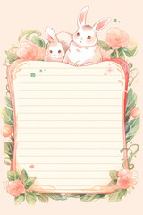 rabbit notepad pastel color