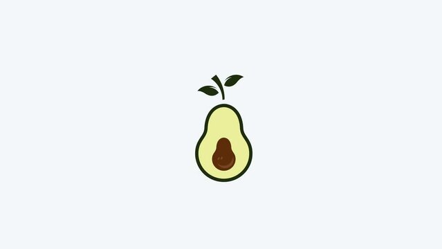 Animation of half cut avocado. Fresh ripe fruit. Source of healthy fats.