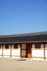 a beautiful traditional Korean eaves. Heaven and traditional eaves. delicate woodwork. Hanok.