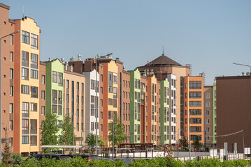 Urban planning of new modern multi-storey buildings.