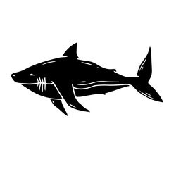 Silhouette,doodle shark.Vector graphics.