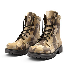 Soldier boots. Cut out on transparent - obrazy, fototapety, plakaty