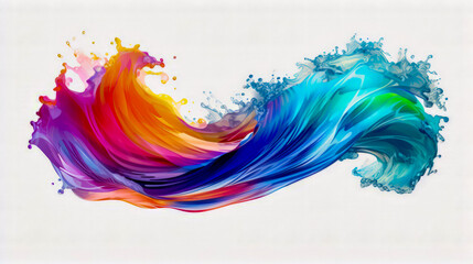 Multicolored wave of water on white background with white background.