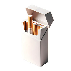 Opened white blank Box of cigarettes isolated on transparent background