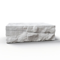 a single piece of chalky white stone with natural textures and cracks, presented in a clean rectangular shape for architectural visualizations.