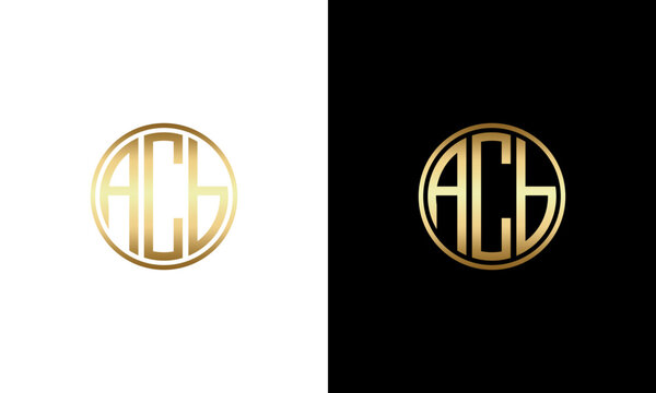 collection of acb initials in gradient gold color with black and white background vector logo design