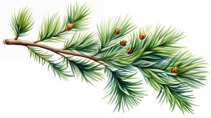 A Detailed Illustration of a Majestic Pine Tree Branch with Luscious Cones