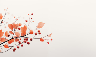 Autumn leaves on white background illustration with copy space - Colorful Leaves on a Blank Canvas