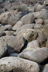 basalt stones of various sizes.