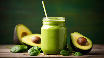 fresh avocado smoothie in a glass