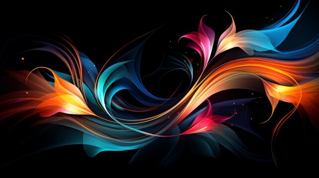 abstract, black background, vivid images, copy space, 16:9