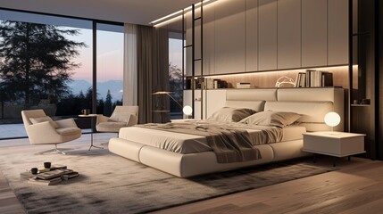 Exclusive bedroom in a modern style, luxurious interior