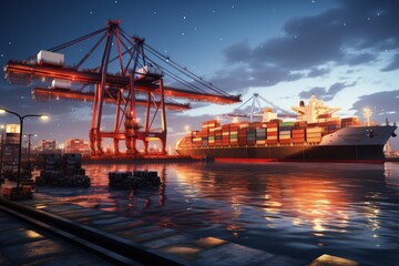 Obraz premium Export import of food transportation, logistics, delivery of cargo, storage and transportation of goods, agricultural products, delivery of wheat and other foodstuffs.