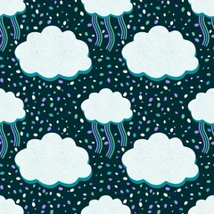 Foto auf Acrylglas Cartoon retro clouds seamless weather pattern for wrapping paper and fabrics and linens and kids clothes print © Tetiana