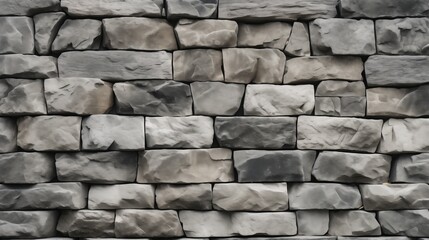 Close-up of a textured stone wall with irregular shapes, varying shades of gray. The aged, weathered surface showcases the durability and strength of the stonework