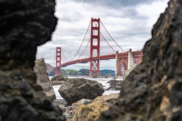 Golden Gate Bridge in San Francisco, California. The Golden Gate Bridge is a suspension bridge...