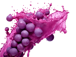 Fotobehang Splash shot of grape juice flavor splatter over transparent background, Generative AI © SRITE KHATUN
