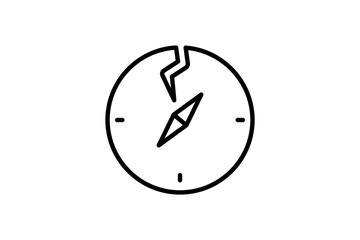 broken compass icon. confusion in navigation or decision-making. line icon style. simple vector design editable © sobahus surur