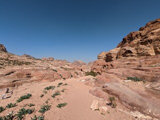 Naklejka premium Petra ancient town in Jordan, walking the Jordan trail,Arabia, rock city