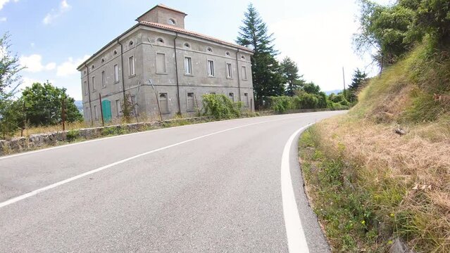 SS62 paved road passing through Monte Marino (Montemarino), municipality of Berceto, Province of Parma, Emilia-Romagna, Italy