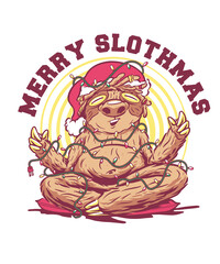 Merry Slothmas Christmas Sloth Santa