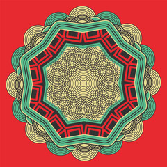 Vintage mandala in Bauhaus style. Round decorative panel. Vector illustration