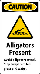 Alligator Warning Sign, Danger - Alligators Present Avoid Attack, Stay Away From Tall Grass And Water