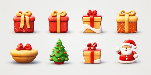 Unleash the Festive Spirit with Dazzling Christmas Icons for Your White Background Generative AI