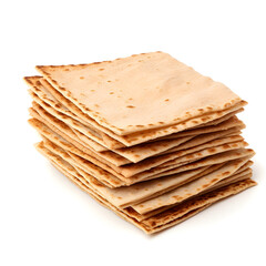 Jewish unleavened bread isolated on a white background