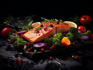 Delicious Fresh Salmon & Vegetable Medley Recipe: A Gourmet Delight! Generative AI
