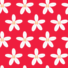 Flower seamless pattern on red background.