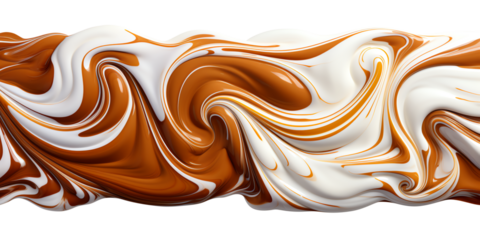 Swirl caramel cream fluid border isolated on transparent background