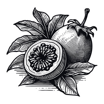 passion fruit, maracuja sketch
