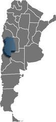 MENDOZA MAP ARGENTINA DEPARTMENT ISOMETRIC MAP