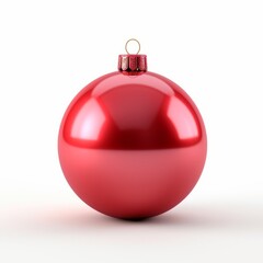 Capture the Festive Spirit: Unmissable Red Christmas Ball Isolated on Pure White Generative AI