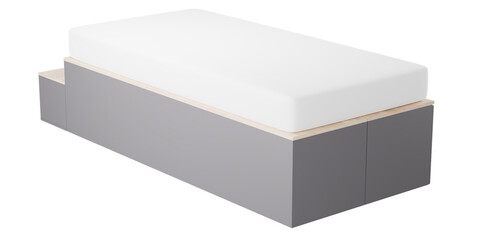 Naklejka premium Modern Elegance: Bed for Stylish Living Spaces transparent png white background bedroom furniture architectural visualization interior