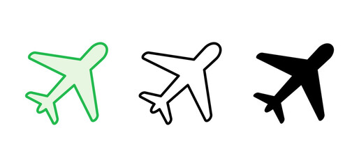 Plane icon set. Airplane icon vector. Flight transport symbol. Travel illustration. Holiday symbol